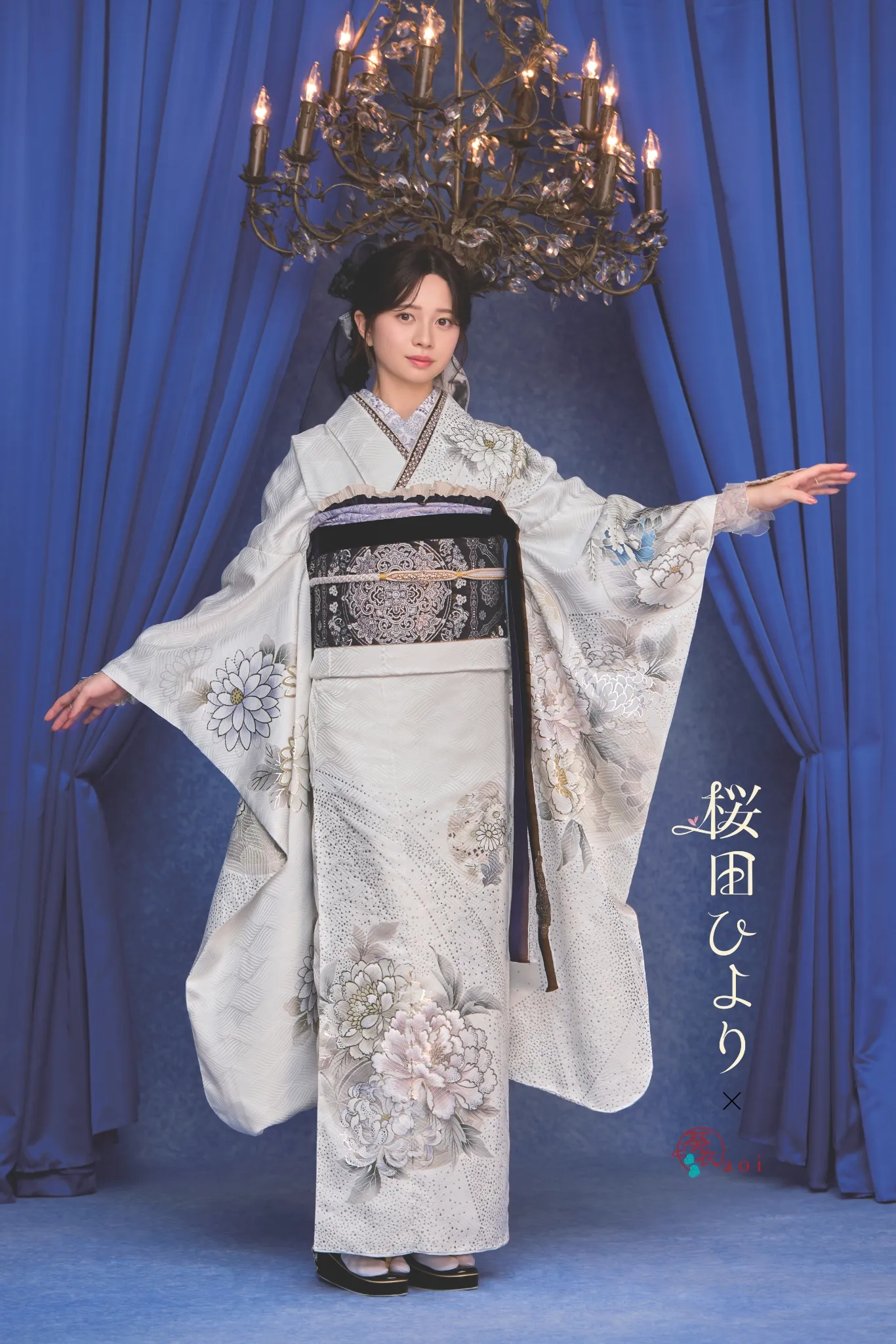 白　ラインストーン　菊　牡丹